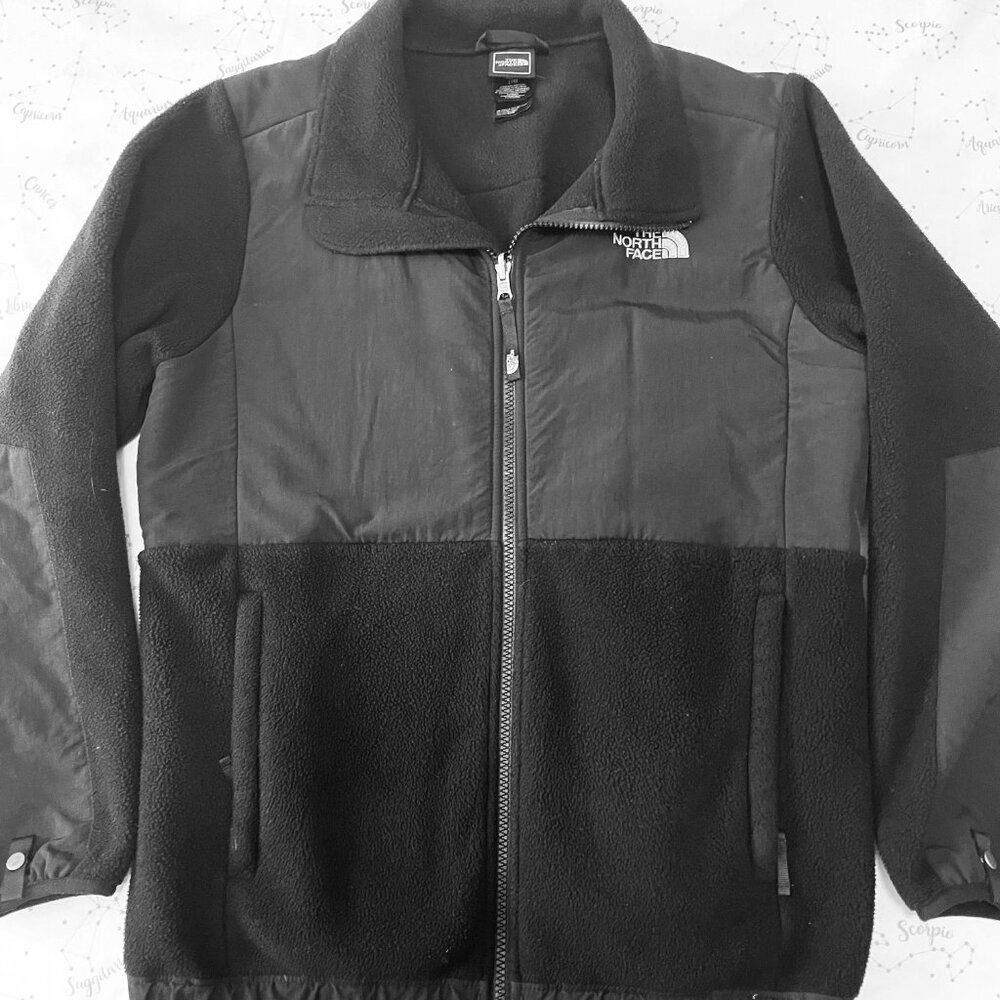 THE NORTH FACE KIDS DENALI JACKET, TNF BLACK, XL (16-18), USED